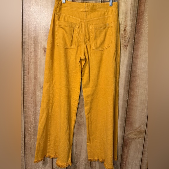 Anthropologie Pilcro Yellow Pants Wide Leg Raw Hem - Picture 11 of 12
